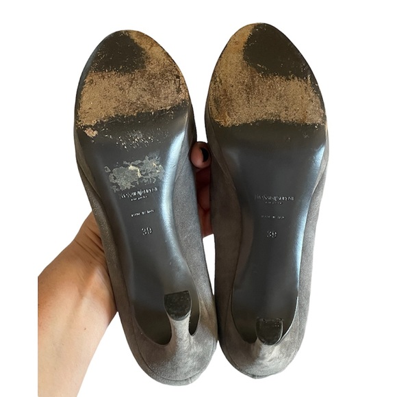 Saint Laurent Grey Suede Gisele Platform Heels size 39 - Picture 5 of 7